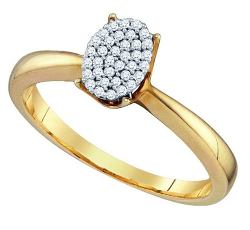 Véritable Solide 10K Or 0.05ct Cluster Diamant Fiançailles