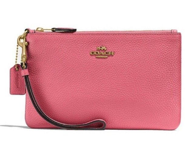 Coach 22952 Polished Pebble Leather Small Wristlet Light Pink for sale