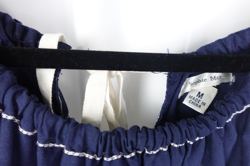 Sophie Max Navy Embroidered Boho Sundress M Off Shoulder Beachy Summer Dress - 第 5/7 張圖片