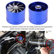 Car Air Intake Turbonator Single Fan Turbine Gas Fuel Saver Turbo Universal-blue