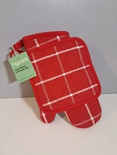 Figmint Oven Mitt And Pot Holder Set Red Plaid