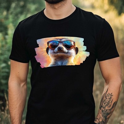 Men's Meerkat Sunglasses Print Cotton T-Shirt Size XS to 5XL