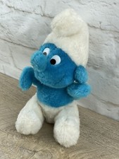 VTG 1980 Plush SMURF Stuffed Animal 8  Blue Toy Doll Peyo Wallace Berrie  Co