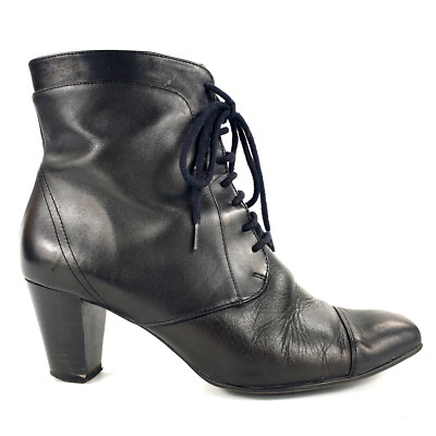 Clarks Stiefeletten schwarz Leder Schnürschuhe Größe 6,5