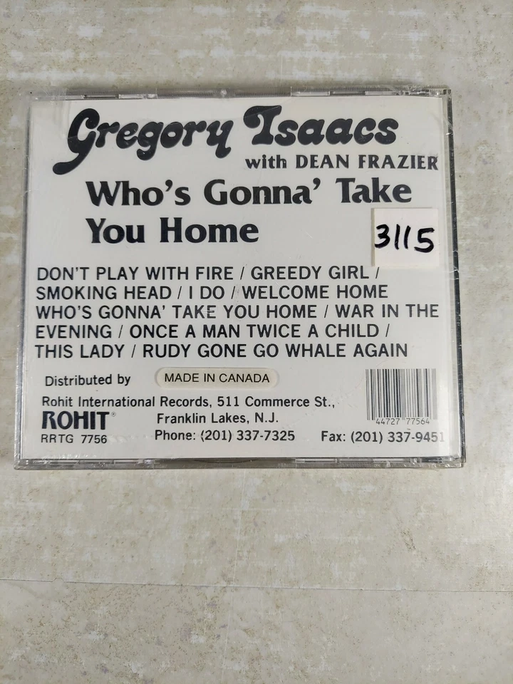 Gregory Isaacs with Dean Frazier Who's Gonna' Take You Home NEW CD Rohit Int'l  - Image 2 of 3