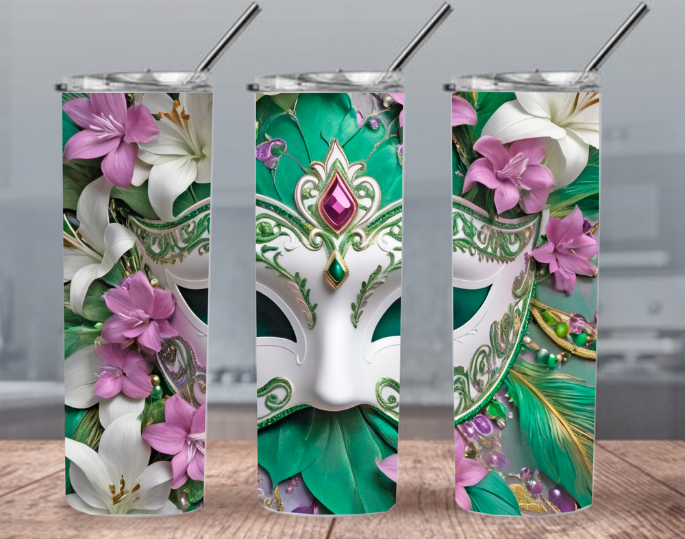 Tumbler Mardi Gras 20oz | Double Insulated | Colorful 3D