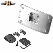 Chrome Laydown Curved License Plate Frame Bracket Mount Fits For Harley Davidson