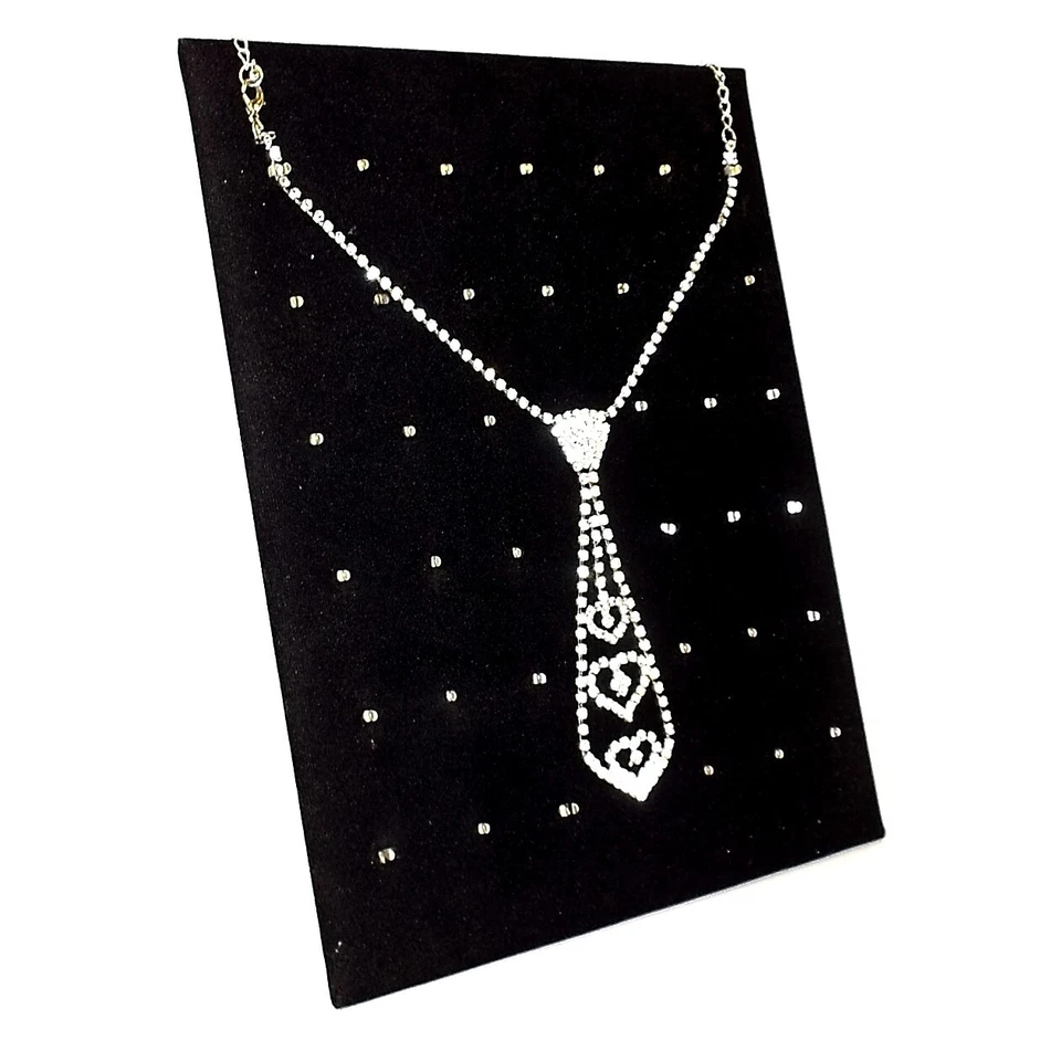 MODA GIOIELLO COLLANA DONNA GIROCOLLO Cravatta Strass Argento Silver 78256 - Immagine 4 di 4