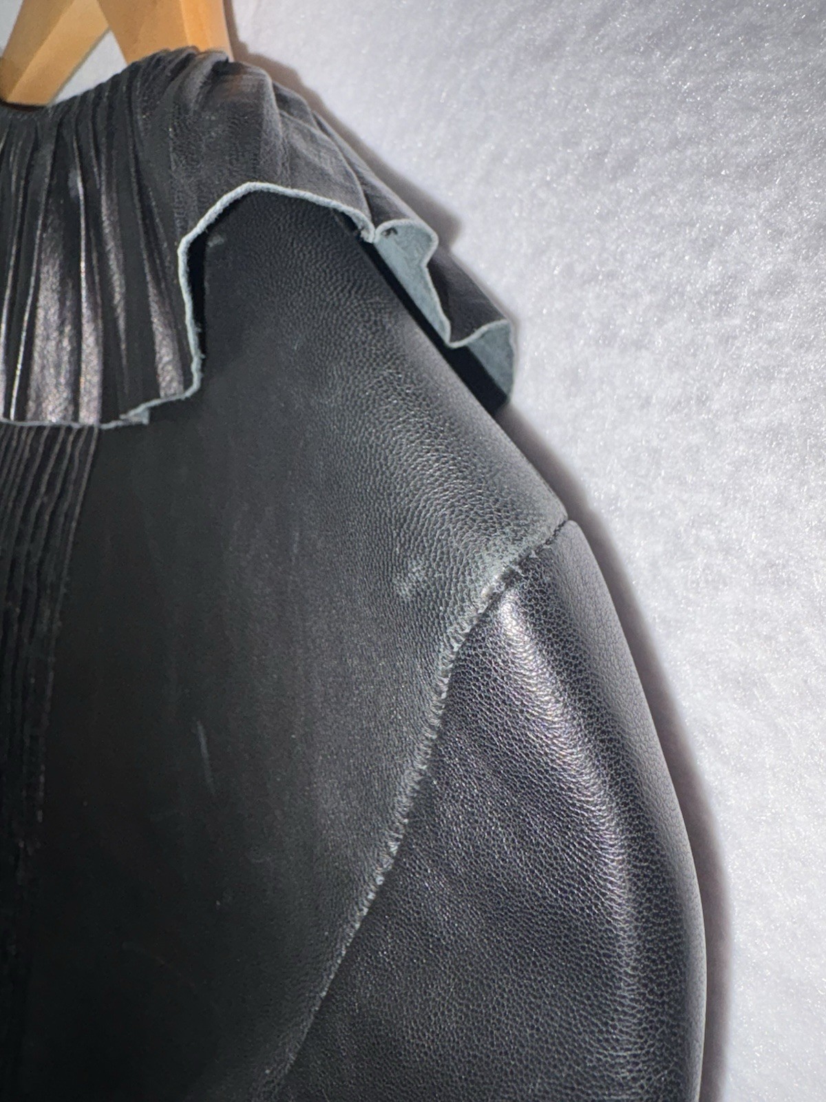 Chanel Black Lambskin Leather Jacket Sz 34/US 2 XS Ruffle Collar Excellent SEE! thumbnail 13