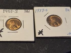 1951 & 1953 S Lincoln Wheat Penny Cent BU Uncirculated
