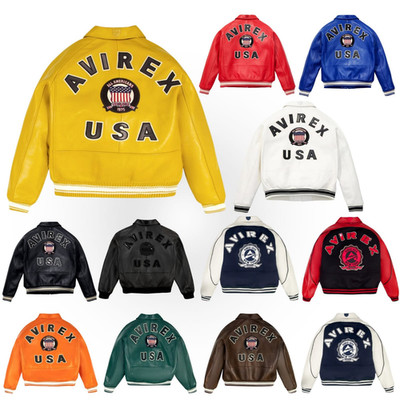 New Men Avirex Genuin Leather Bomber Jacket  Iconic USA Design Personalized Gift