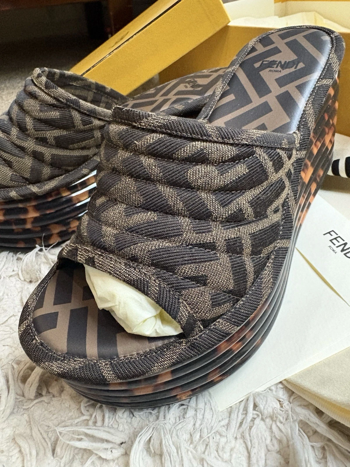 Fendi — FENDI Platform Tessuto Tabaco Moro
