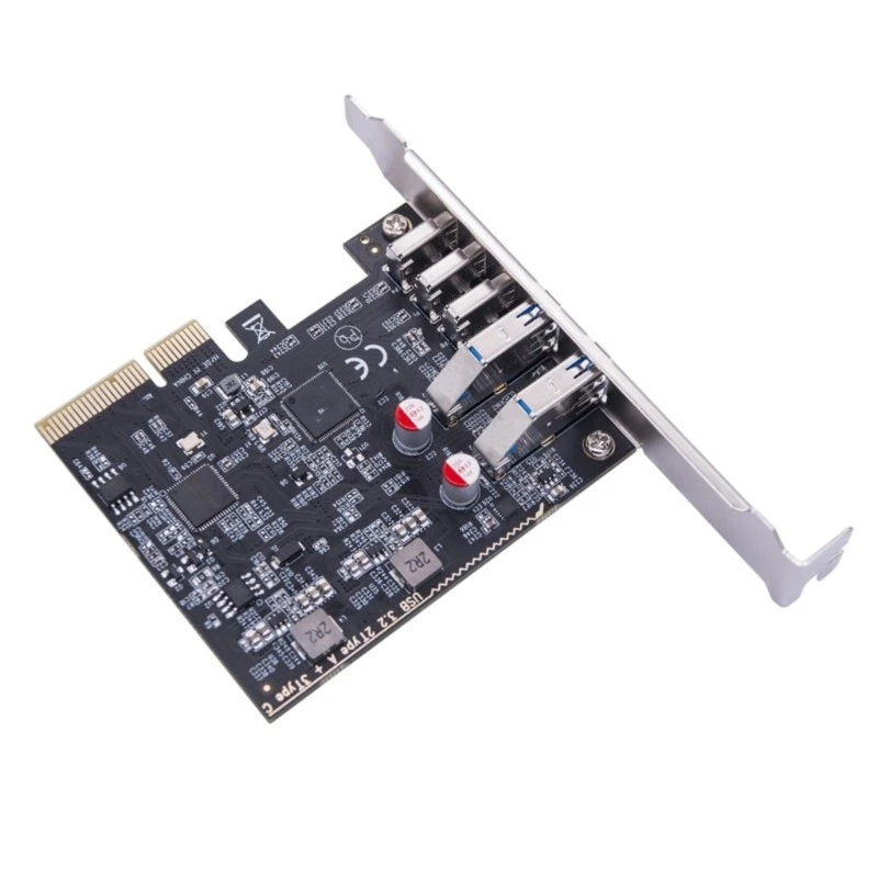 Efficient 10Gbps USB Expansion Card 2Port Type A and 3Port Type C Port PCIE 4X - Image 3 of 4
