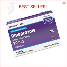 HealthCareAisle Omeprazole 20 mg - 42 Delayed-Release Tablets - Acid Reducer, Tr