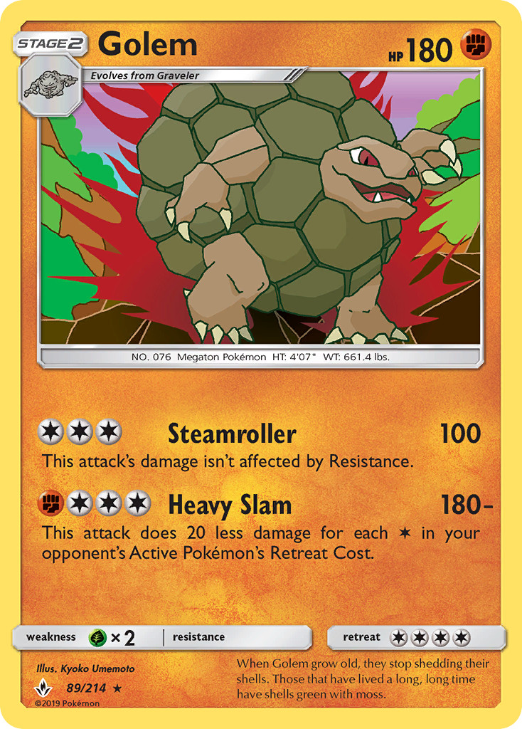 Golem 89/214 Rare Unbroken Bonds Holo Pokemon Lightly Played