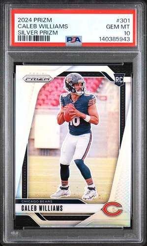 CALEB WILLIAMS 2024 PRIZM SILVER ROOKIE RC #301 PSA 10 GEM MINT! CHICAGO BEARS!