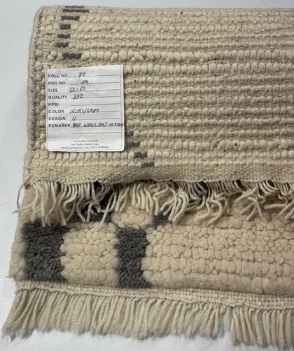 Handmade Rug 60X60 Cm 100% Wool Soft Ivory & Gray R70 - Picture 4 of 7