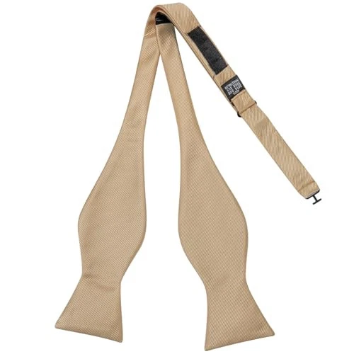 Self Tie Bow Ties and Lapel Pin for Men Paisley Solid Mens Bowtie Champagne - Image 4 of 4