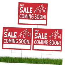 3 Pack Coming Soon Real Estate Sign for Home 13 x 17 Inch Double Sided Coming 