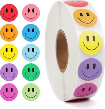 2000PCS Happy Face Stickers, 1 Inch, 10 Colors, Stickers for Kids Reward, Wat...