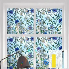 Window Privacy Film Stained Glass Static Cling - Removable Decorative Rainbow...