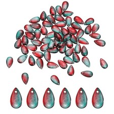 100 Pcs Teardrop Crystal Glass Beads Teardrop Beads Green-Red
