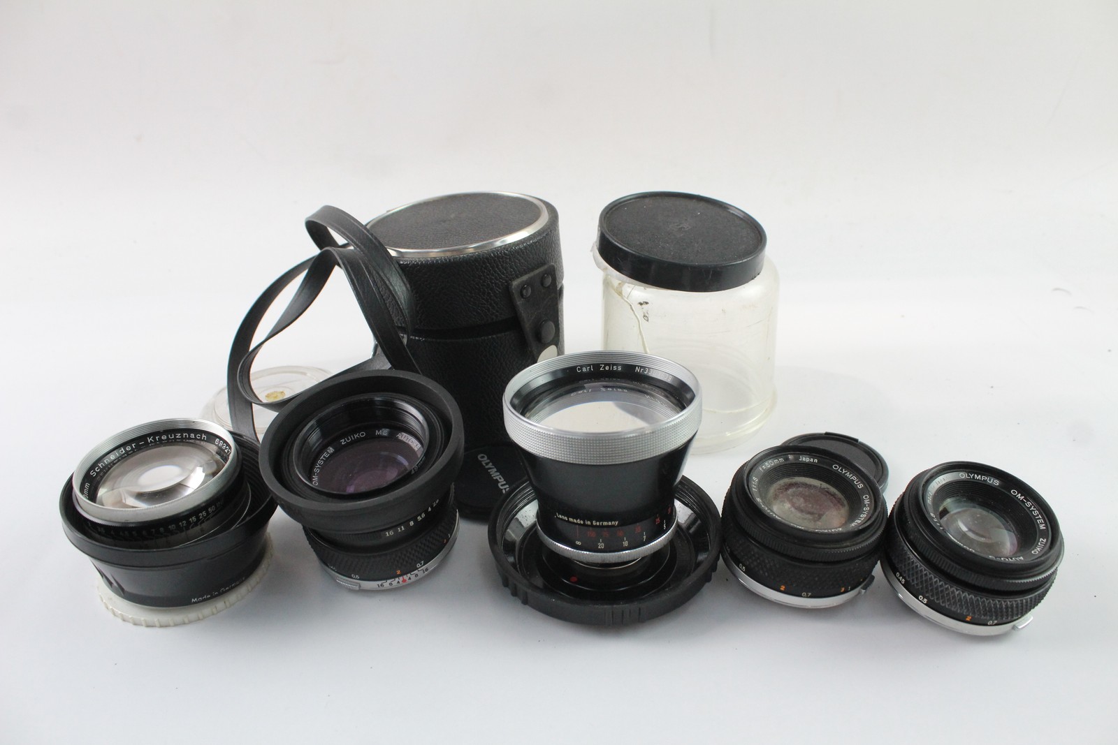 Manual Focus Camera Lenses Inc Olympus, Carl Zeiss & Schneider-Kreuznach Etc x 5