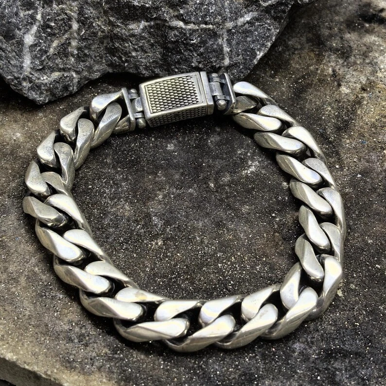 925 Silver 12MM Heavy Chain Curb Link Chain Bracelet - Image 3 of 4