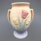 VTG Hull Sueno Tulip Vase 108-33-6 Cream Blue Art Pottery 6in 1938 Cottage Core