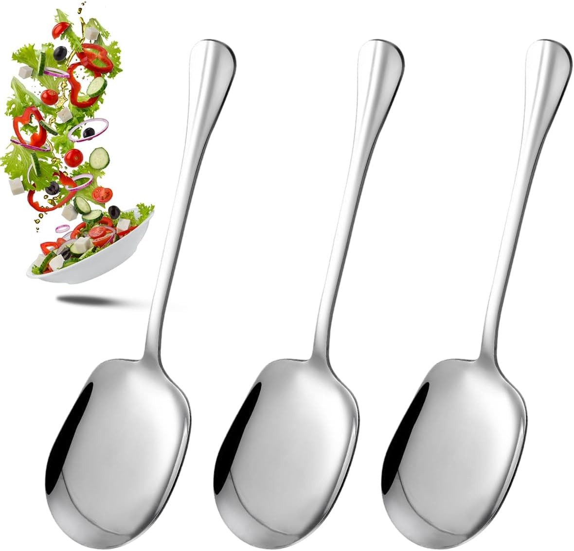 3 Stück Servierlöffel Edelstahl, 25cm Servierlöffel Groß Kochlöffel Vorl