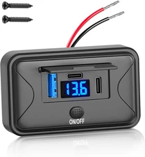 90W 12V USB Outlet Panel Wall Mount, Dual 36W USB C and QC 3.0 18W Car USB Port