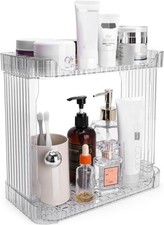 Acrylic 2 Tier Bathroom Counter Organizer,Makeup Organizer for Vanity,Clear
