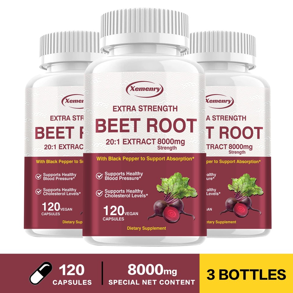 Beet Root 20:1 Extract 8000mg Capsules- Brain, Heart & Blood Pressure ...