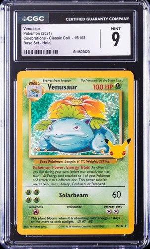 2021 POKEMON CELEBRATIONS CLASSIC COLL BASE SET - HOLO #15/102 VENUSAUR CGC 9