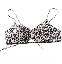 NWOT leopards print Gathered Drawstring bikini top Large