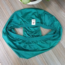 VTG Silky Nylon Panty Sissy Green Lace Granny Sheer Brief Size 9-10 Hip 45-48"