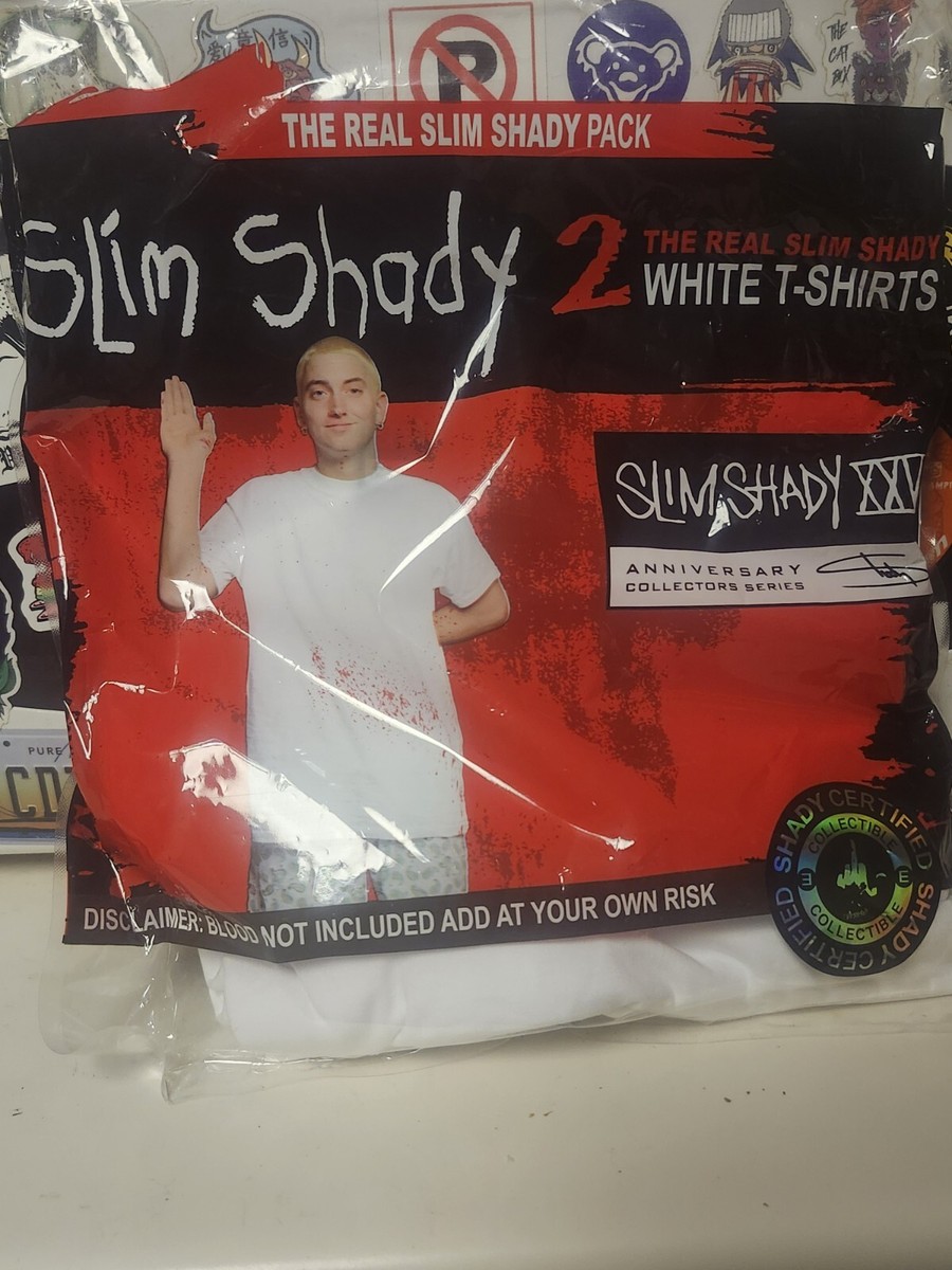 THE REAL SLIM SHADY WHITE T-SHIRT PACK SIZE LARGE Australia