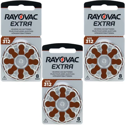 24 x Rayovac AC312 ZA312 BROWN Hearing Aid Batteries 312 312au PR41 V312 DA312