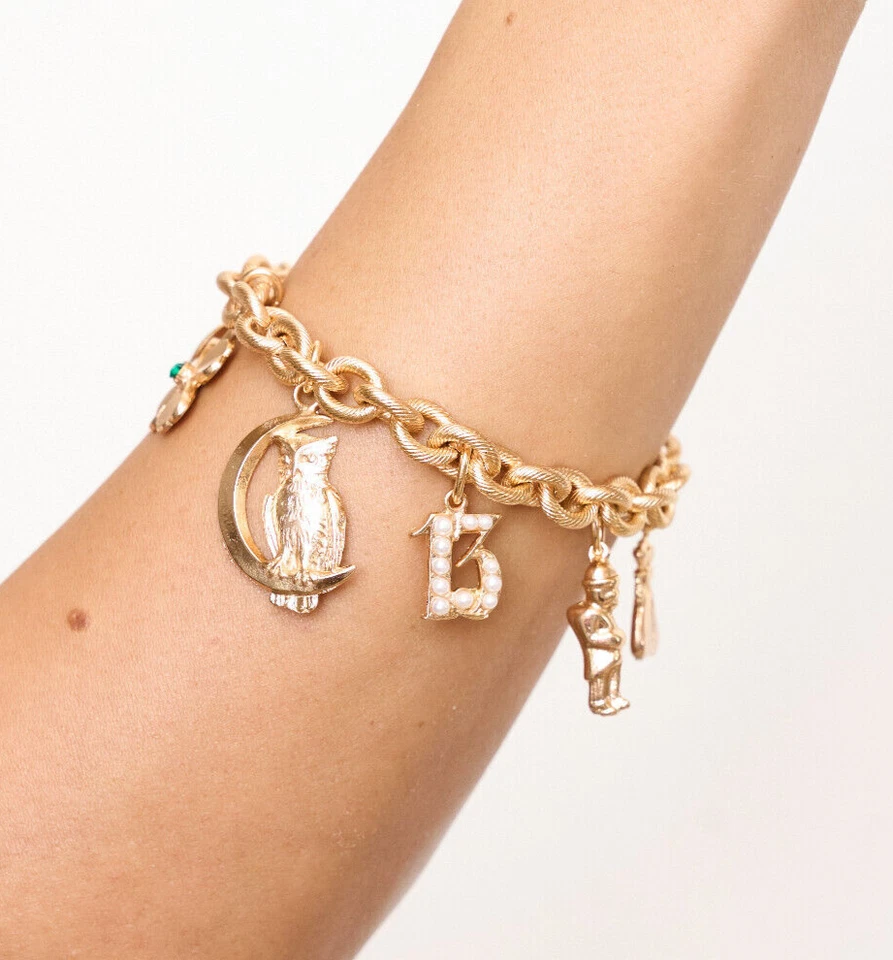 Armband Damen Mit Charms Glücksbringer Eule Anhänger Gobbo Kette Vintage-Stil - Bild 4 von 4