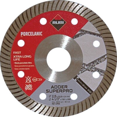 115 mm Feinsteinzeug Fliesenscheibe Rubi Adder Superpro für 20 mm Stein & Fliesen