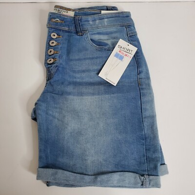 New Terranova Button Fly Jean Shorts Light Wash Juniors Size 38