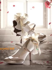 Violet Evergarden Sweet High Heels Shoes Bow Round Toe Mary Jane Lolita Shoes