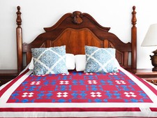 Nice Red, White  Blue Star design FINISHED QUILT - Queen Size Masculine Colors