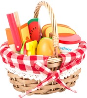 Einkaufskorb Mit Schneide-Obst Aus Holz**Picknickkorb**Kaufladen Lebensmittel