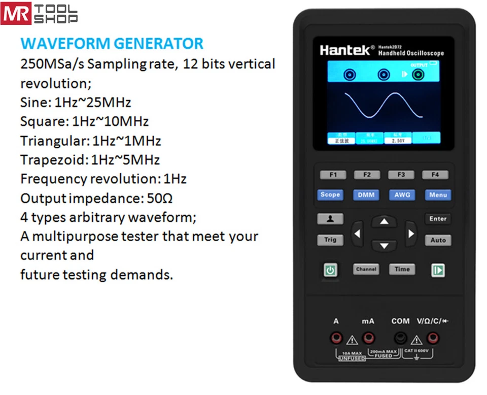 Hantek Handheld Oscilloscope Multimeter Waveform Generator 2D42 2D72 2C72 2C42 - Image 4 of 4