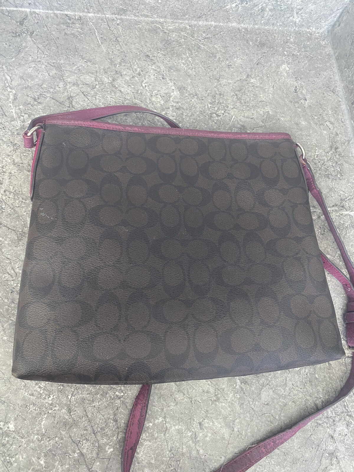 Coach Signature Zip File Crossbody Bag Leather Brown/… Gem