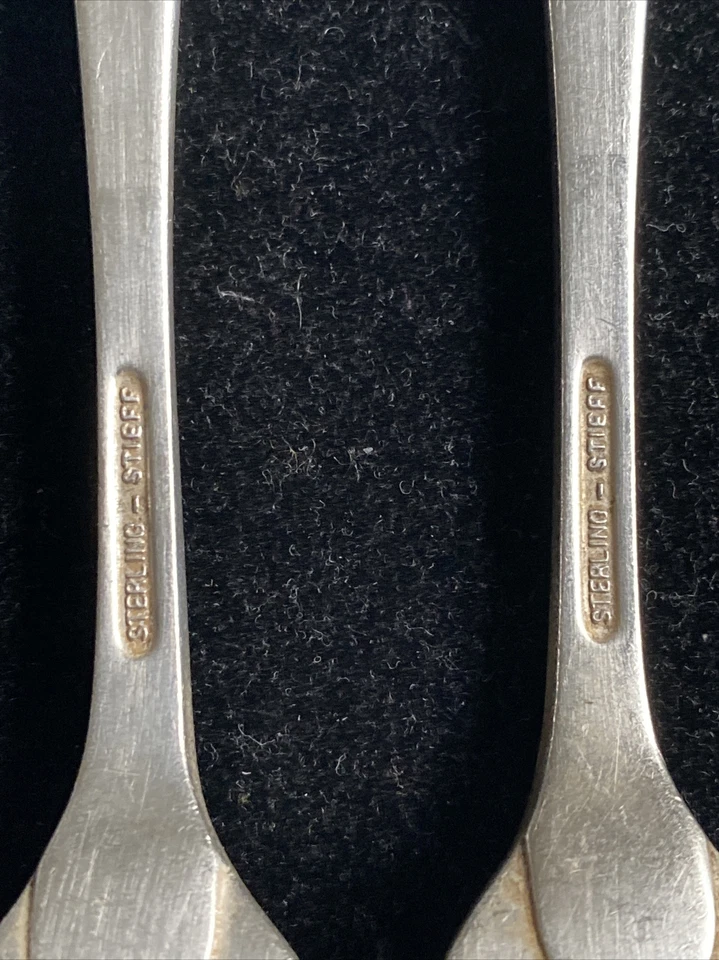 Tenedor de cena vintage Kirk Stieff de plata esterlina con patrón de concha Williamsburg 2 piezas Foto 3 de 4