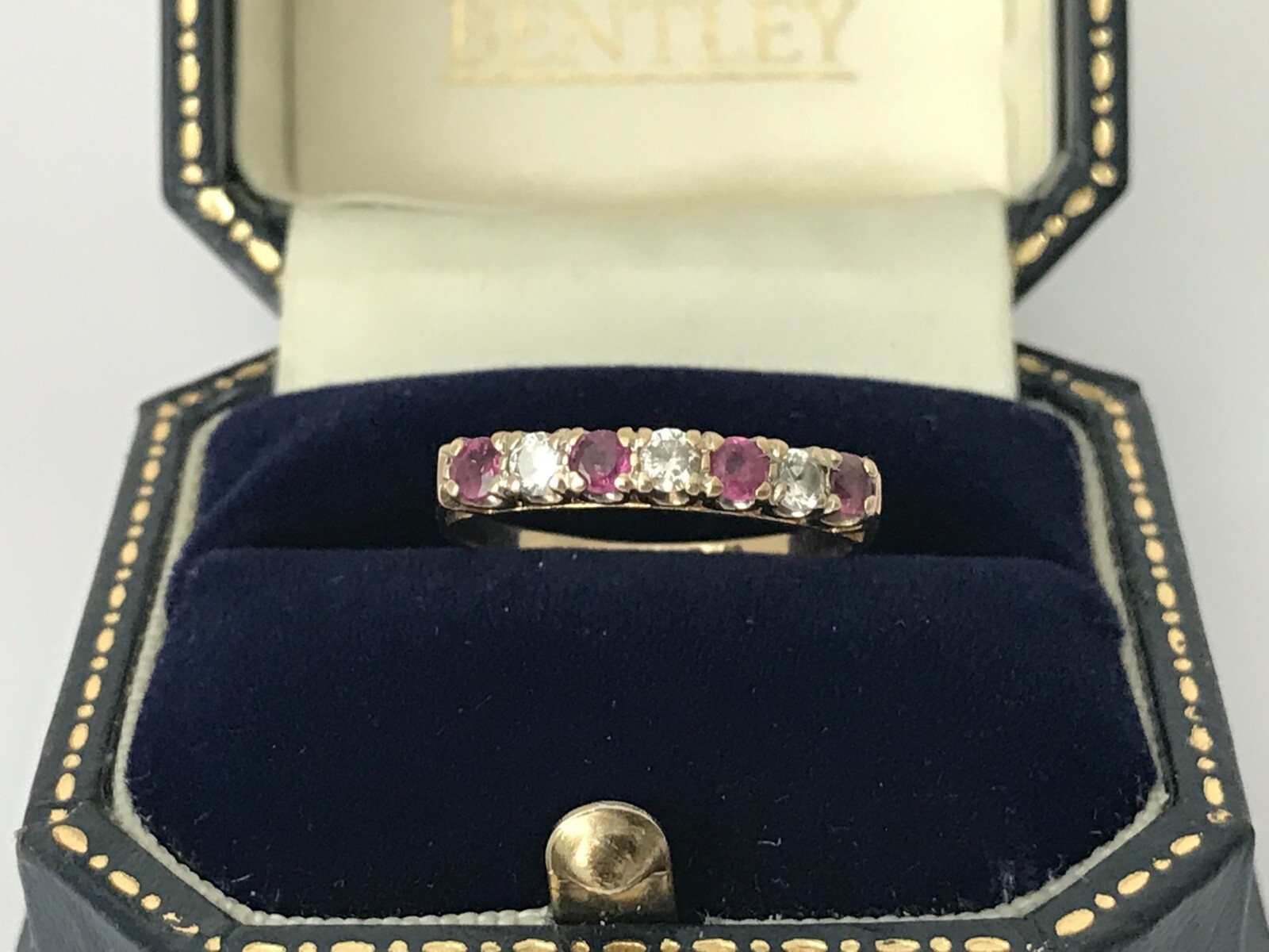 1990 Ruby Ring 9ct Gold Vintage Ruby & Cubic Zirc… - image 6