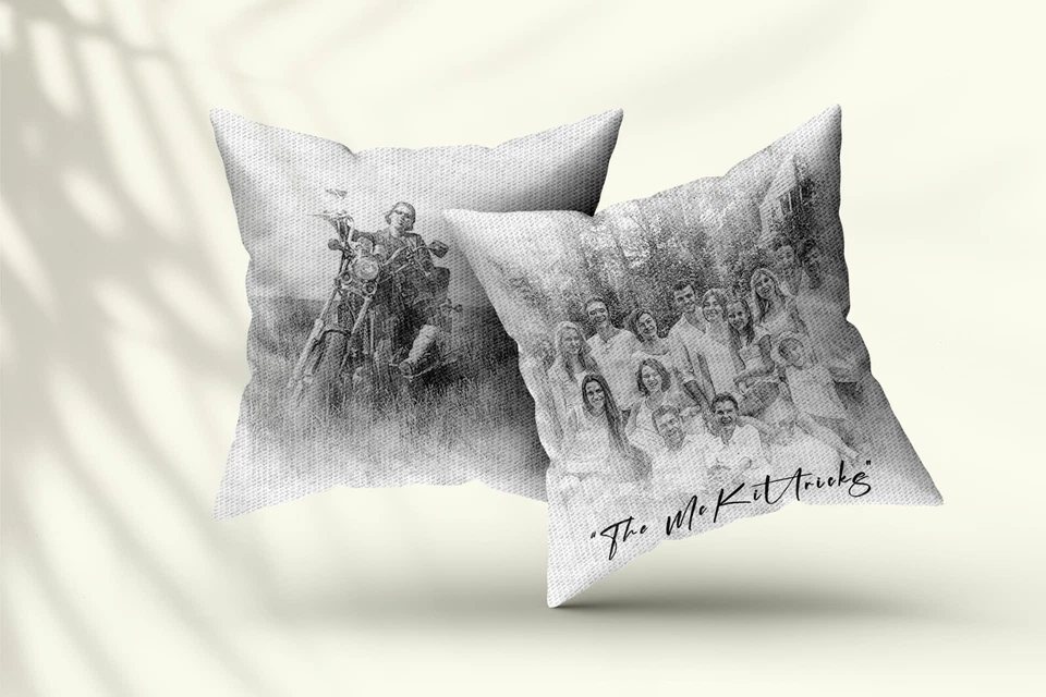Personalized Faux Suede Square Pillow 18''×18'' | Pencil Sketch Effect | Custom - Imagem 4 de 4