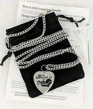 Cremation Urn "Always in my Heart" Necklace  fill kt  pouch Remembrance gift